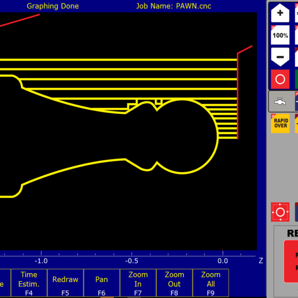 CNC 12 is showing the graph of a Pawn from a Chess game