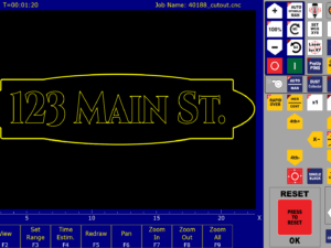 CNC12 is displaying a plot of a house number sign