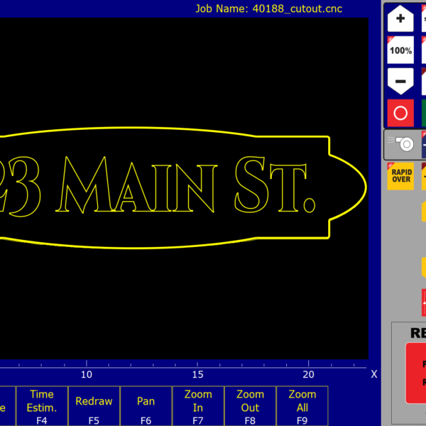 CNC12 is displaying a plot of a house number sign