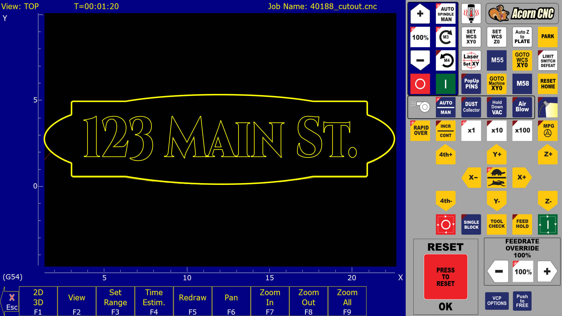 CNC12 is displaying a plot of a house number sign