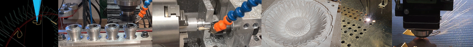 Upgrade today! Photo banner with example images of CNC software, hardware, tooling